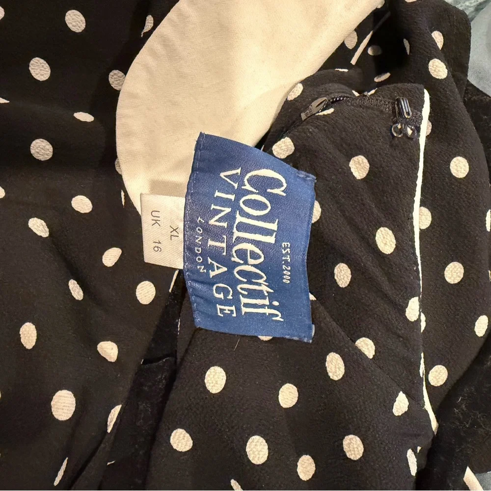 Collectif Black and White Polka Dot Midi Dress from Unique Vintage, XL - Picture 5 of 8